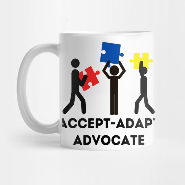 Accept Adapt Advocate - Autism Awareness by Bazzar Designs